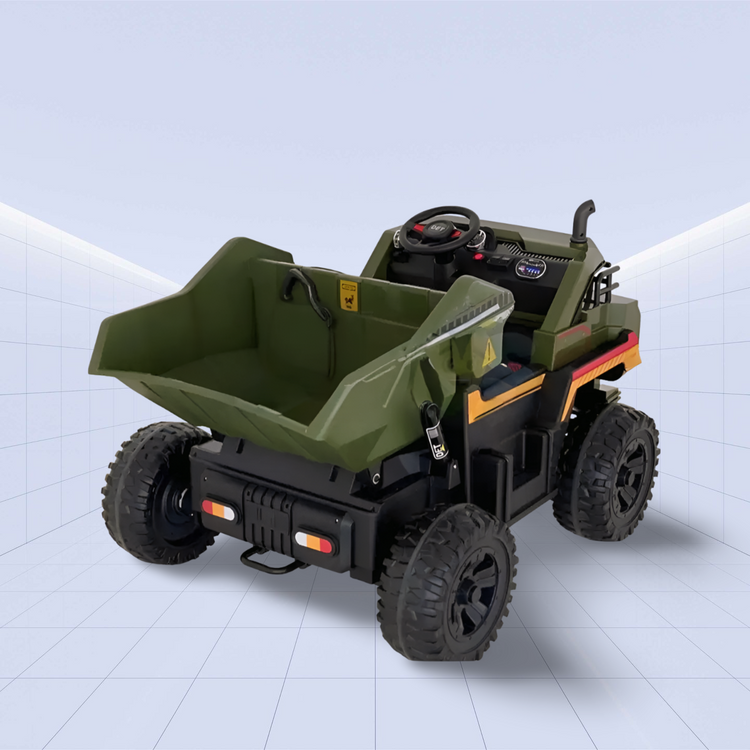 "PowerRide 797N: The Ultimate Adventure Dump Truck for Kids"RIDE ON TOY 12V (ARMY GREEN)