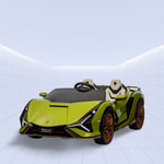 Ride in Style: 12V Lamborghini Sian 2-Seater Electric Car for Kids Ride on (GREEN)