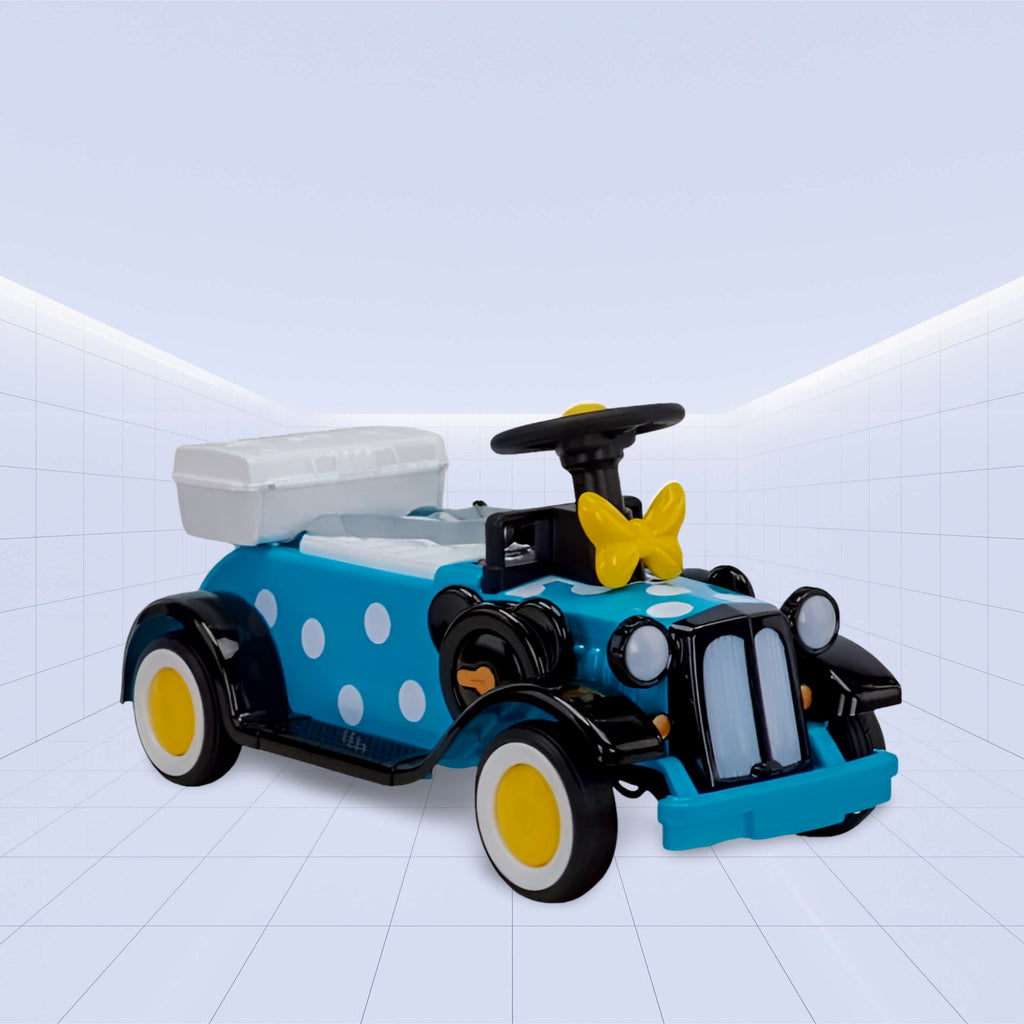 12V Stylish Polka Dot Ride-On Electric Car for Kids with Bow Design Ride on Push Cars (BLUE)