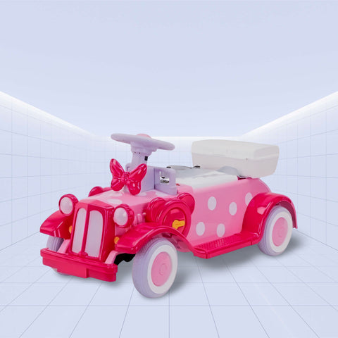 12V Stylish Polka Dot Ride-On Electric Car for Kids with Bow Design Ride on Push Cars (PINK)