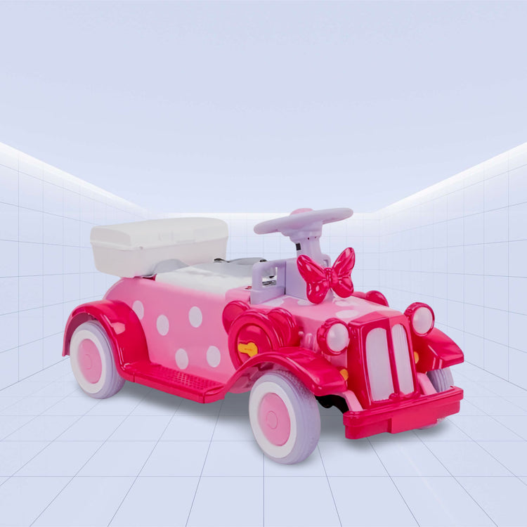 12V Stylish Polka Dot Ride-On Electric Car for Kids with Bow Design Ride on Push Cars (PINK)