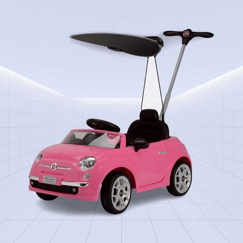 Officially Licensed Fiat 500 Push Ride-On Car for Toddlers – 3-in-1 Convertible Stroller, Push Car, and Ride-On (Pink)