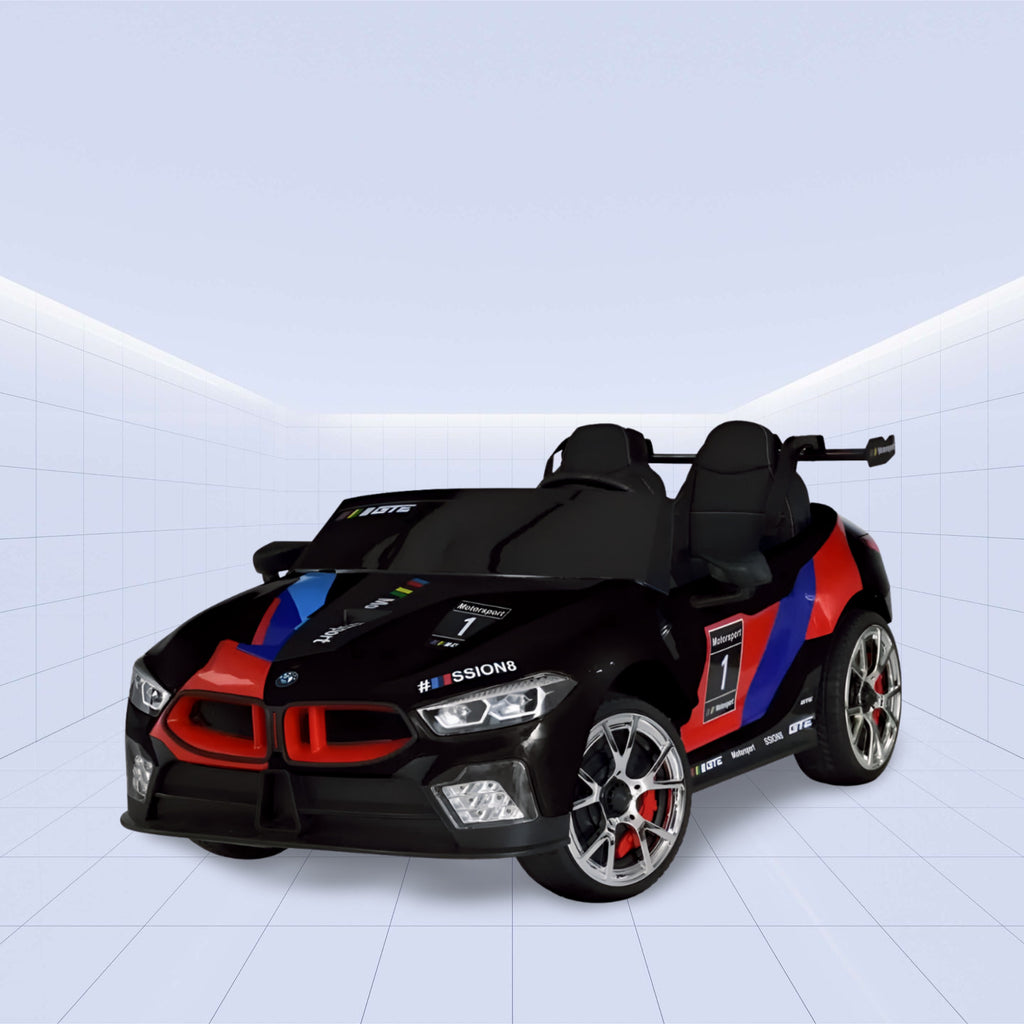 "Dynamic 24V Racing Ride-On Car with Dual Motor, Leather Seats & Remote Control"(BLACK)