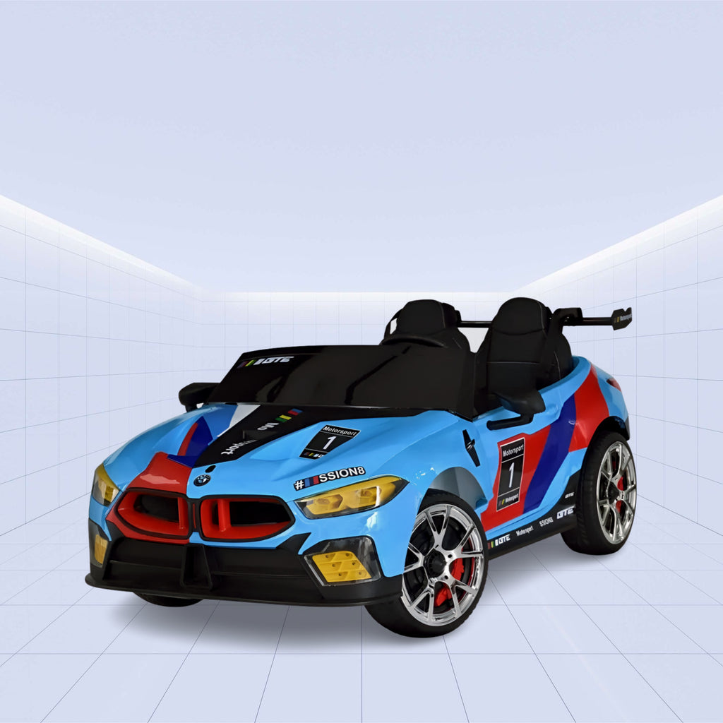 "Dynamic 24V Racing Ride-On Car with Dual Motor, Leather Seats & Remote Control"(BLUE)