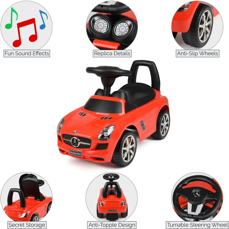 Licensed Mercedes-Benz Kids Ride-On Push Car – Foot-to-Floor Walker &amp; Ride-On Toy for Toddlers (Red)