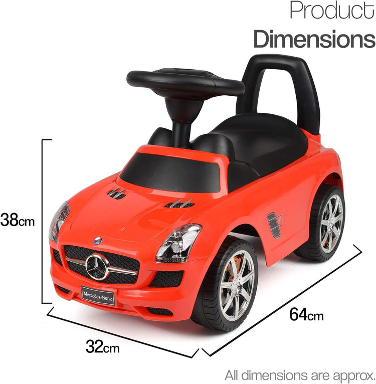 Licensed Mercedes-Benz Kids Ride-On Push Car – Foot-to-Floor Walker &amp; Ride-On Toy for Toddlers (Red)