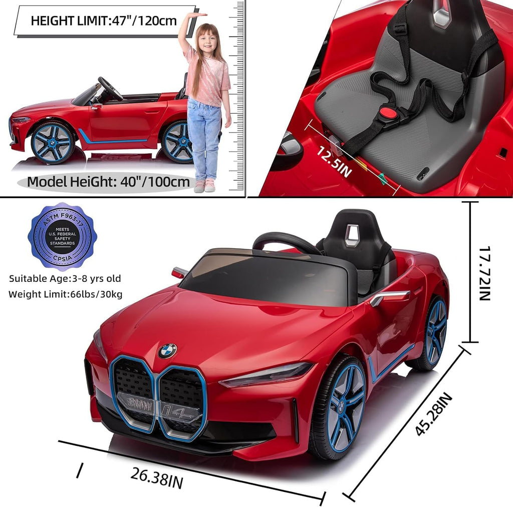 Licensed BMW i4 12V Childrens Ride-on Car Red