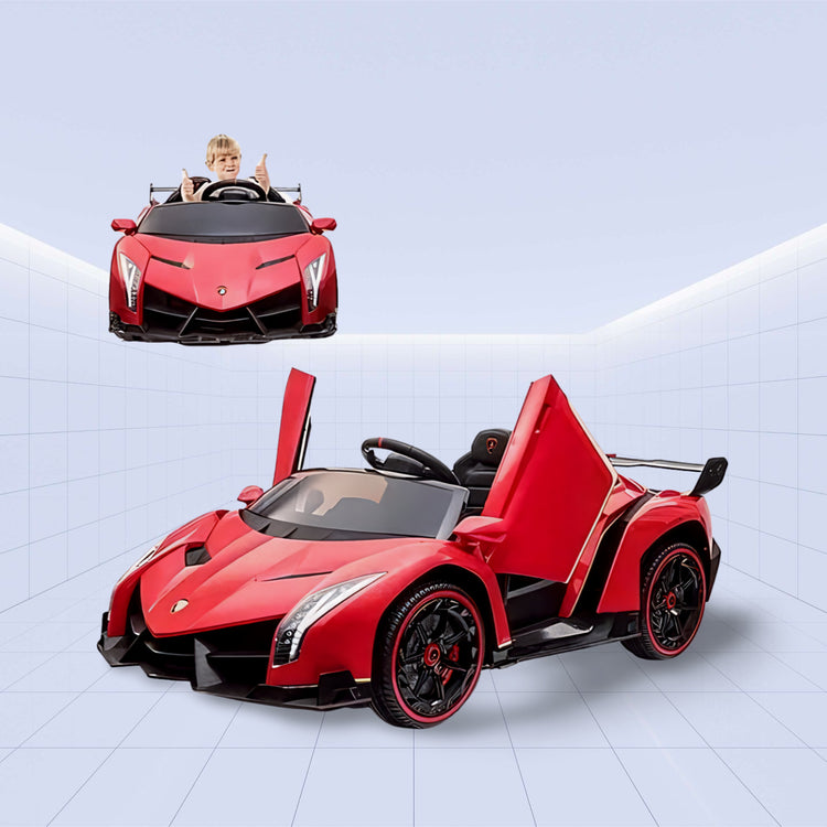 DORSA-Licensed 12V Lamborghini Kids Ride On Car with RC & Swing Function 2-Seater- (RED)