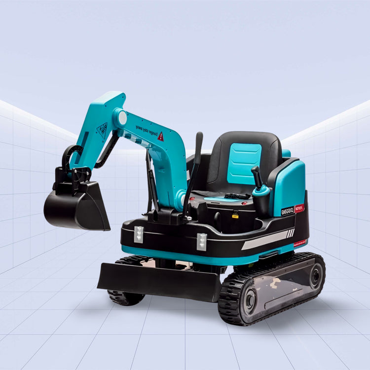 "DigMaster 12V  4X: The Ultimate Ride-On Excavator Adventure for Kids" (BLUE)