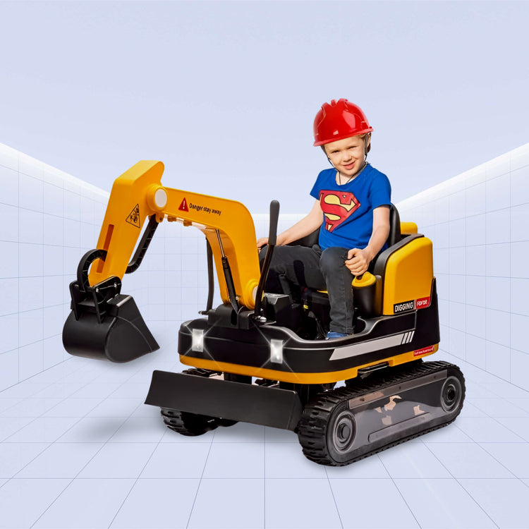 "DigMaster 12V  4X: The Ultimate Ride-On Excavator Adventure for Kids" (YELLOW)