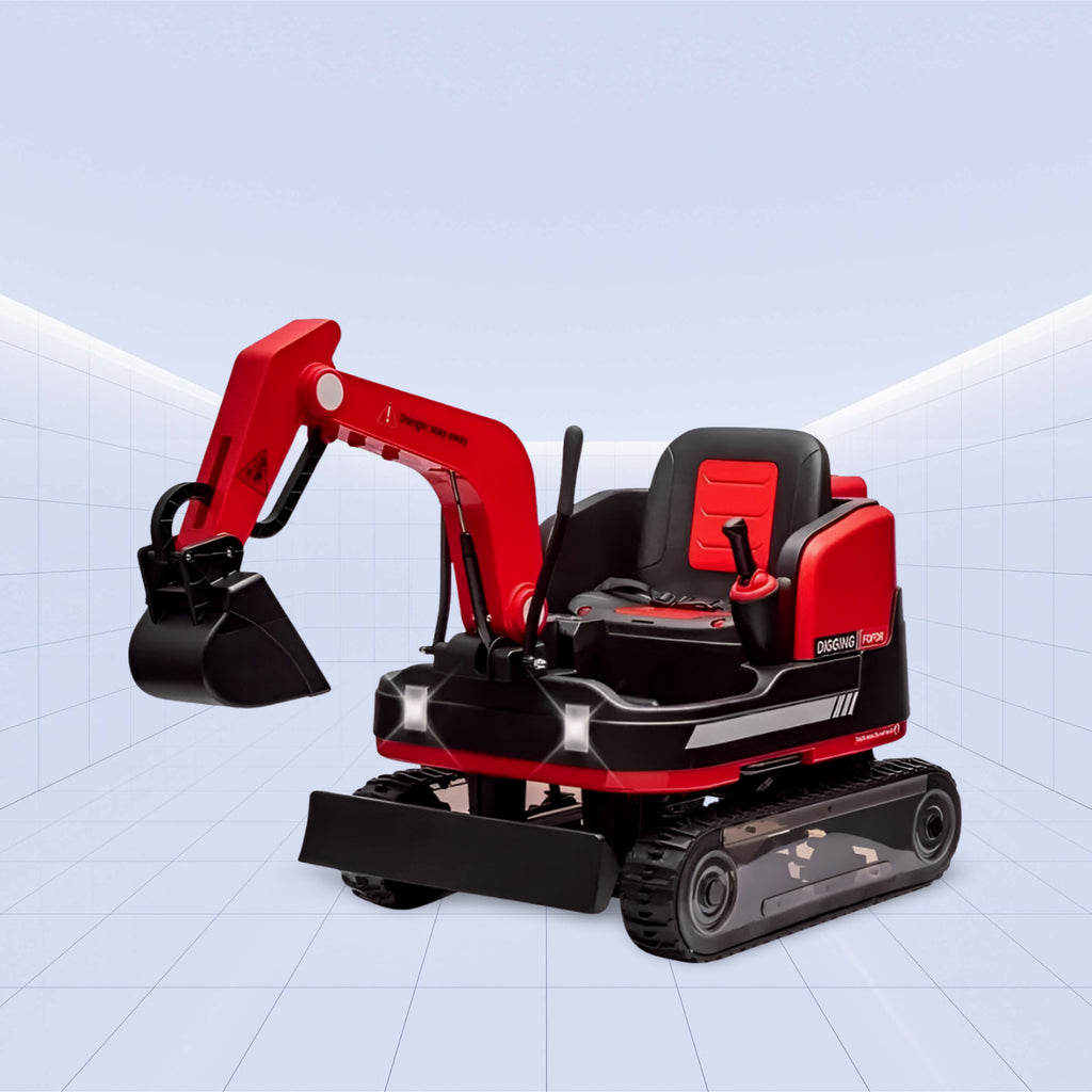 "DigMaster 12V  4X: The Ultimate Ride-On Excavator Adventure for Kids" (RED)