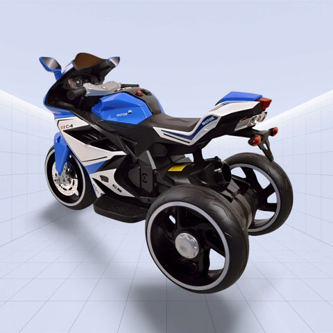 12V Three-Wheel Kids Electric Motorcycle with LED Lights and Music (BLUE)