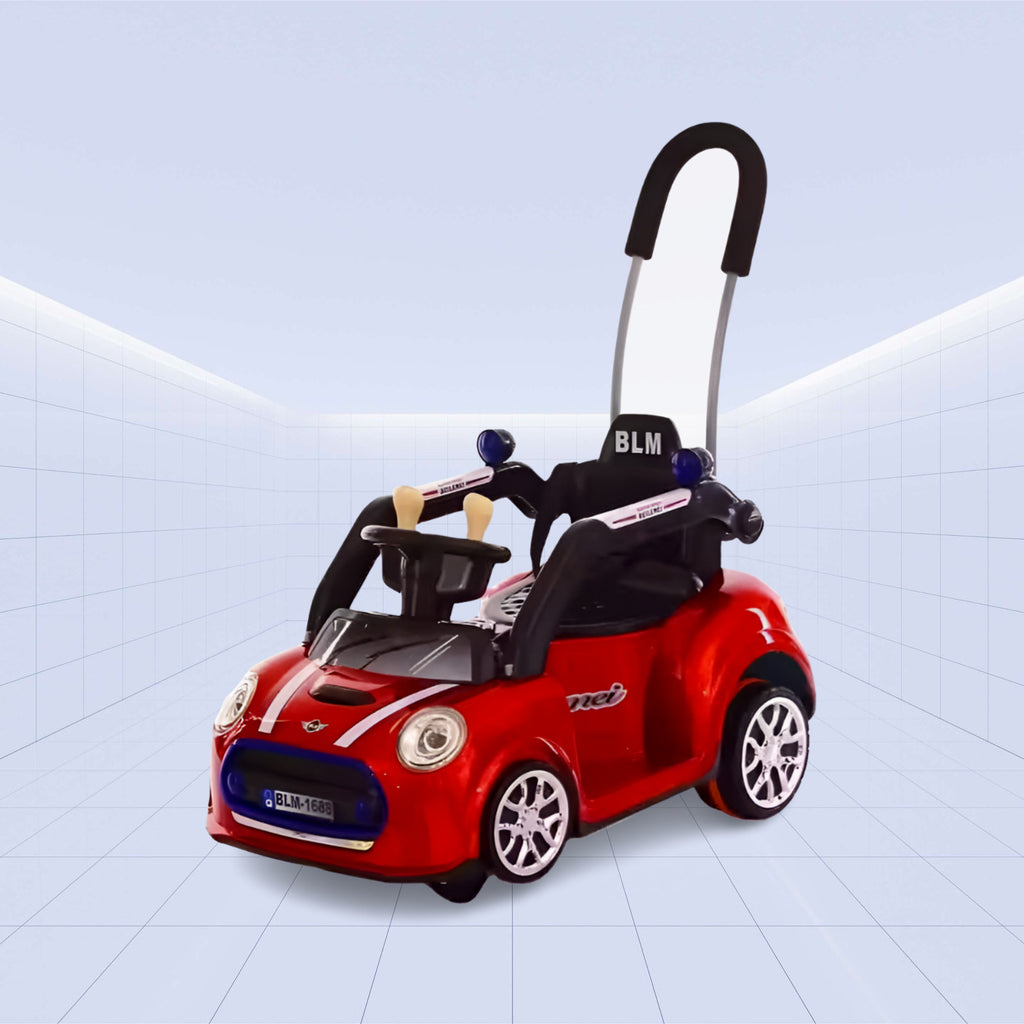 Stylish Ride-On Car for Kids: Electric and Push Modes with Remote Control (RED)