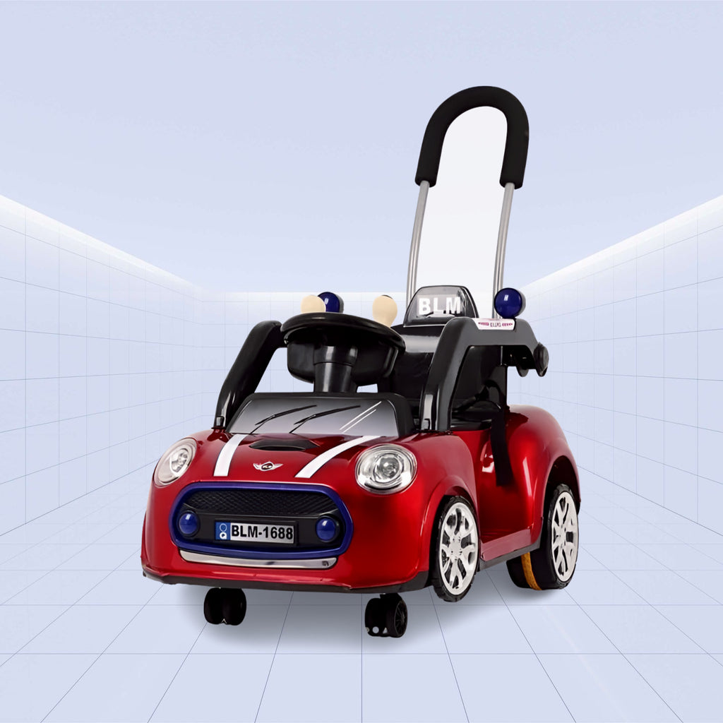 Stylish Ride-On Car for Kids: Electric and Push Modes with Remote Control (RED)