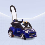 Stylish Ride-On Car for Kids: Electric and Push Modes with Remote Control (BLUE)