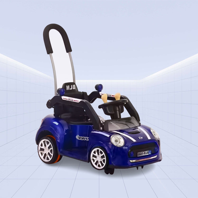 Stylish Ride-On Car for Kids: Electric and Push Modes with Remote Control (BLUE)