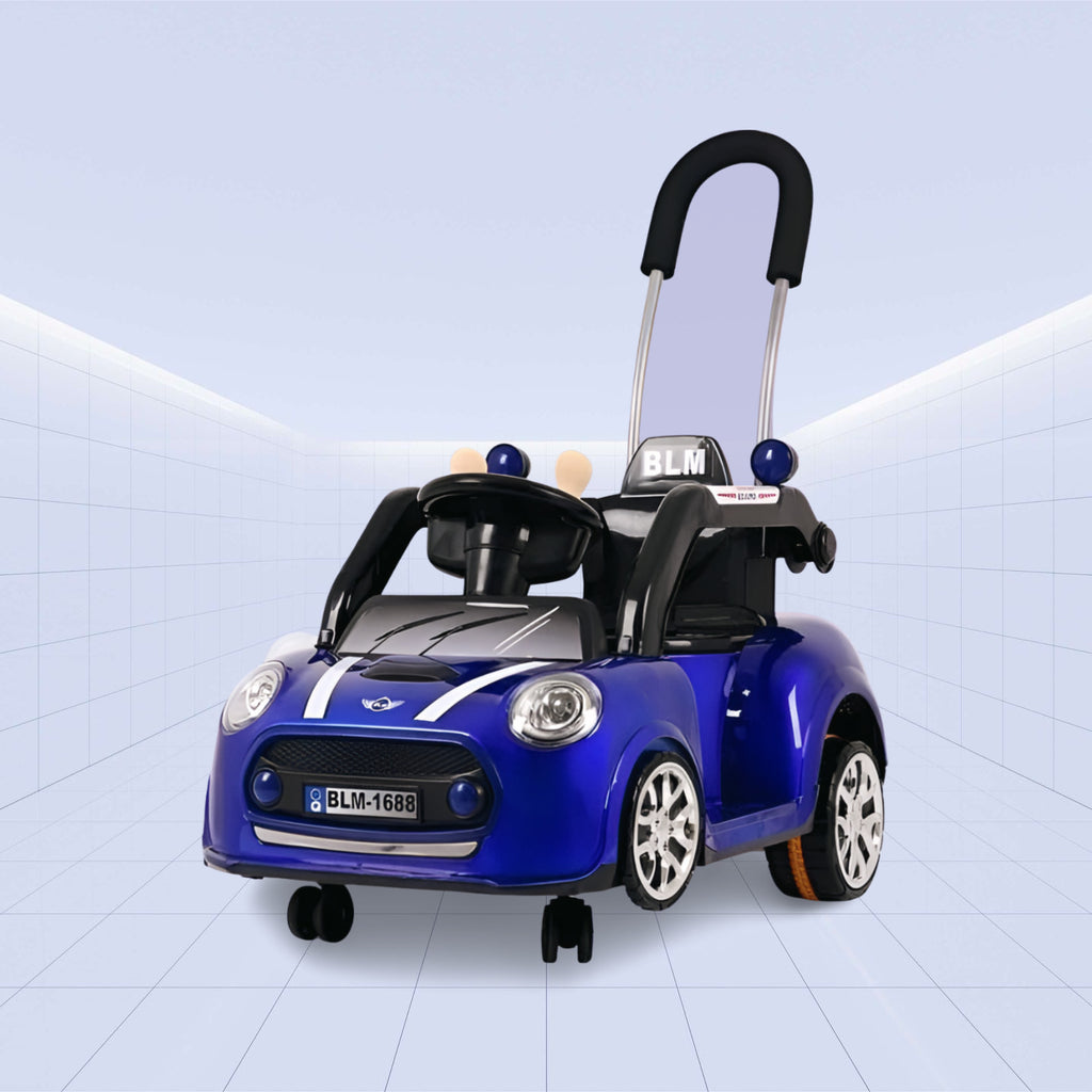 Stylish Ride-On Car for Kids: Electric and Push Modes with Remote Control (BLUE)