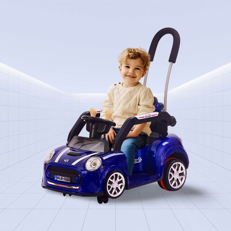 Stylish Ride-On Car for Kids: Electric and Push Modes with Remote Control (BLUE)