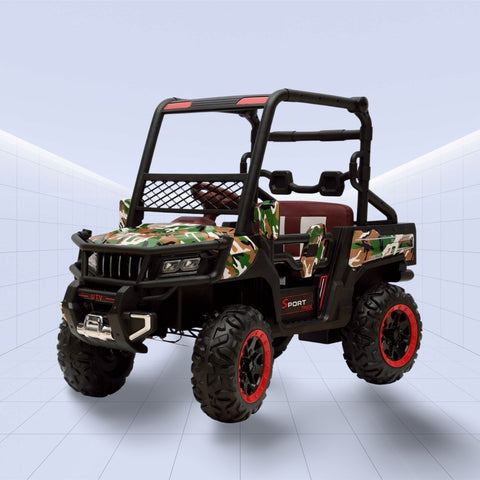 All-Terrain Kids UTV Ride-On Car – 12V Battery-Powered, Camo Design, with Remote Control (GREEN)