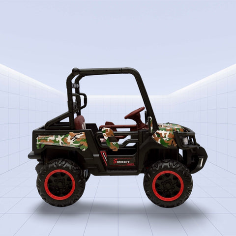 All-Terrain Kids UTV Ride-On Car – 12V Battery-Powered, Camo Design, with Remote Control (GREEN)