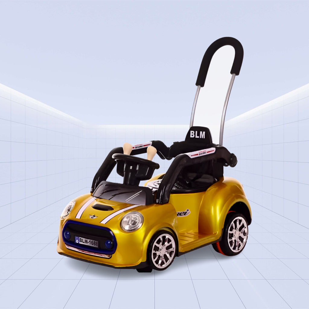 Stylish Ride-On Car for Kids: Electric and Push Modes with Remote Control (YELLOW)