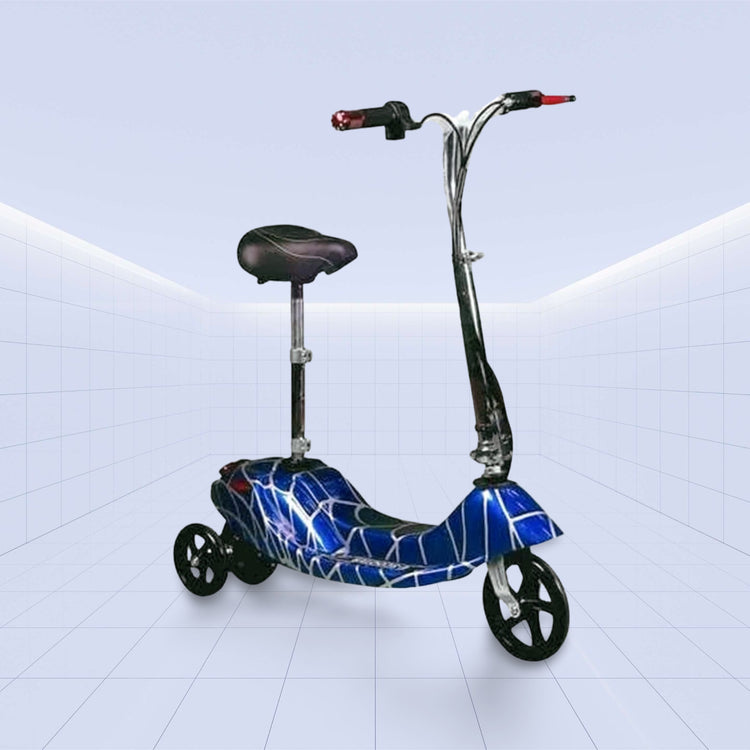 24V Stylish and Compact Electric Scooter with Basket and Seat for Convenient Urban Rides (BLUE)