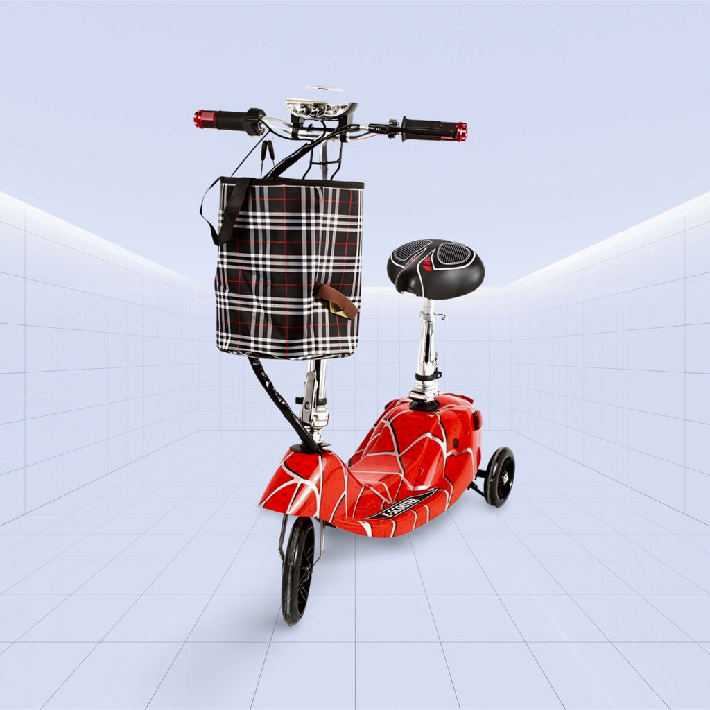 24V Stylish and Compact Electric Scooter with Basket and Seat for Convenient Urban Rides (RED)