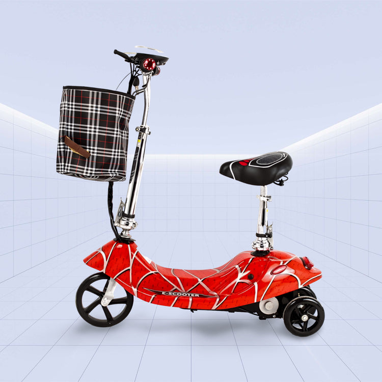 24V Stylish and Compact Electric Scooter with Basket and Seat for Convenient Urban Rides (RED)