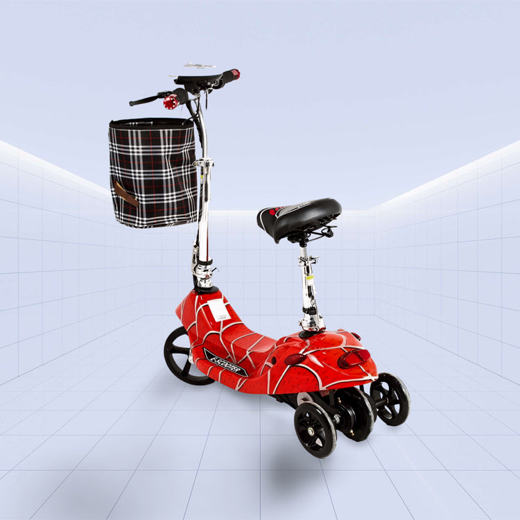 24V Stylish and Compact Electric Scooter with Basket and Seat for Convenient Urban Rides (RED)