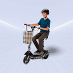 24V Stylish and Compact Electric Scooter with Basket and Seat for Convenient Urban Rides (BLACK)