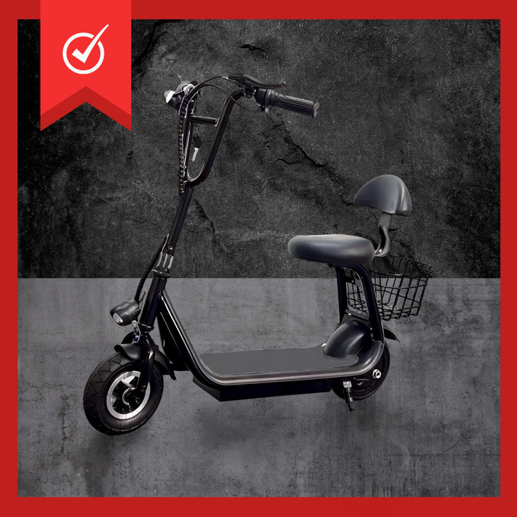 36V Eco-Friendly Electric Scooter with Comfortable Seating and Basket (BLACK)