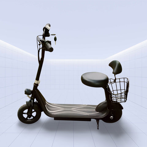 36V Eco-Friendly Electric Scooter with Comfortable Seating and Basket (BLACK)