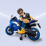 "Sporty R15 12V Electric Ride-On Motorcycle for Kids with Realistic Features"(BLUE)