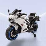 "Sporty R15 12V Electric Ride-On Motorcycle for Kids with Realistic Features"(WHITE)