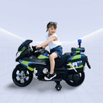 "Ultimate 12V Police Ride-On Motorcycle with Flashing Lights, Siren, and Music System"(BLACK)