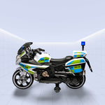 "Ultimate 12V Police Ride-On Motorcycle with Flashing Lights, Siren, and Music System"(WHITE)