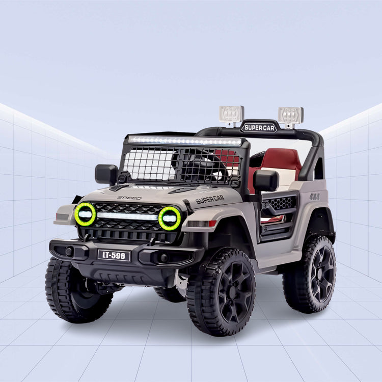 12V Mini Off-Roader: Kids 12V Electric Jeep with Remote Control (SILVER)