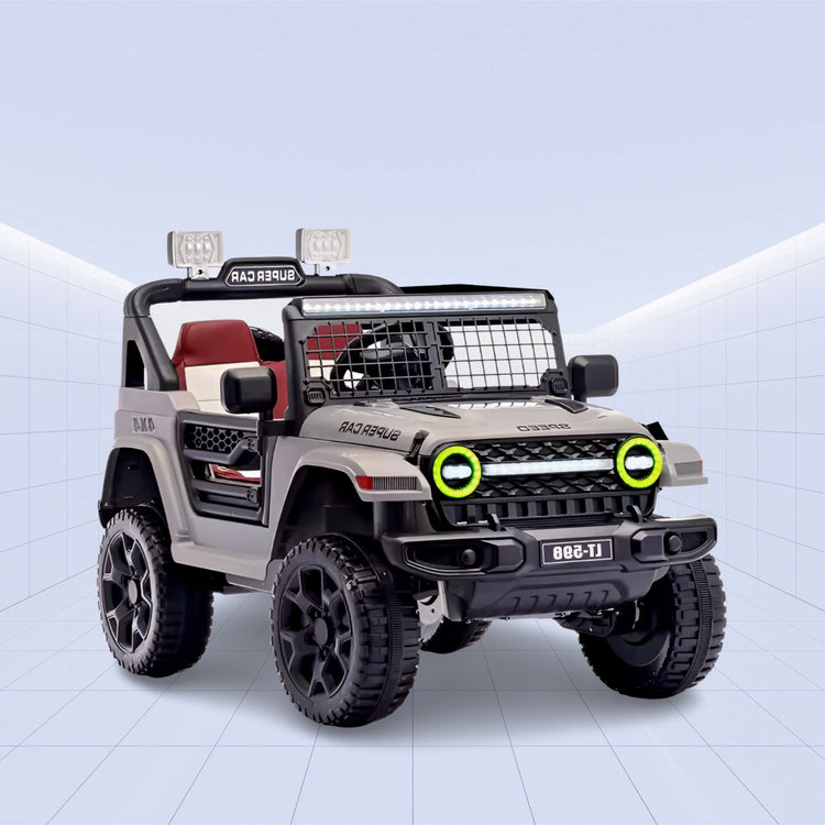 12V Mini Off-Roader: Kids 12V Electric Jeep with Remote Control (SILVER)