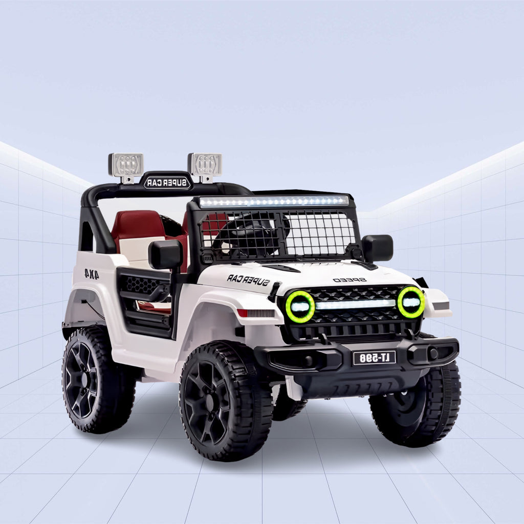 12V Mini Off-Roader: Kids 12V Electric Jeep with Remote Control (WHITE)