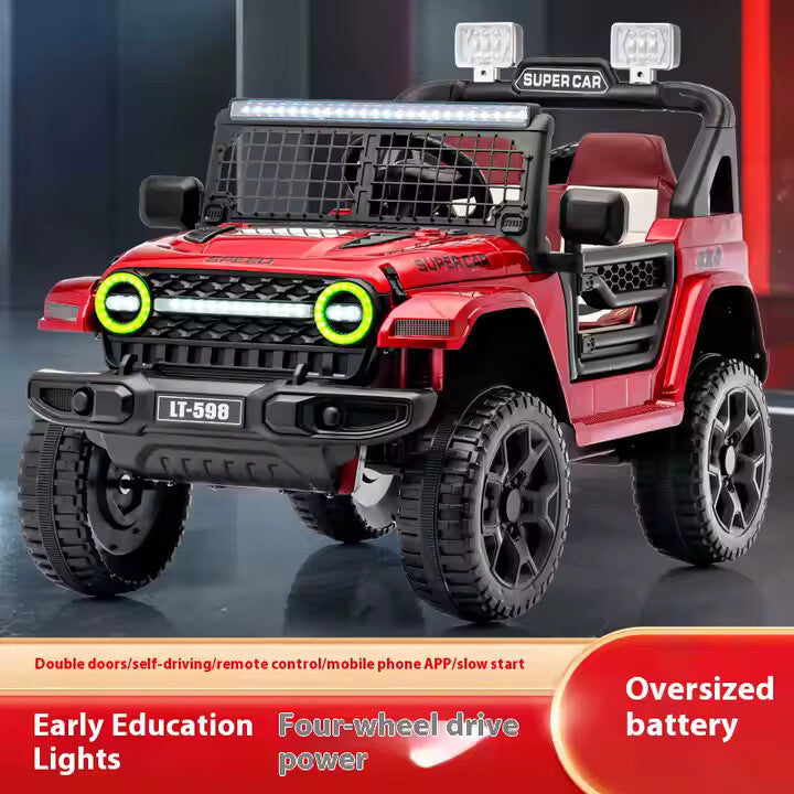 12V Mini Off-Roader: Kids 12V Electric Jeep with Remote Control (RED)