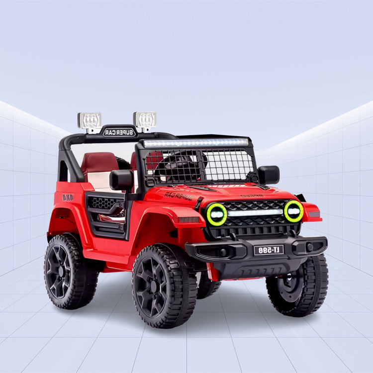 12V Mini Off-Roader: Kids 12V Electric Jeep with Remote Control (RED)