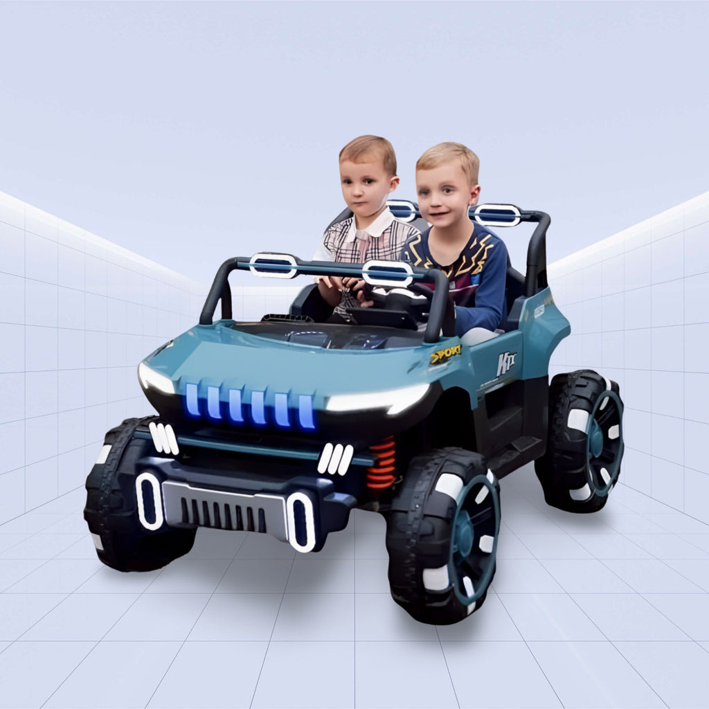 12V Rule the Roads! 12V Kids' Electric Off-Road Car with 4WD Power (BLUE)