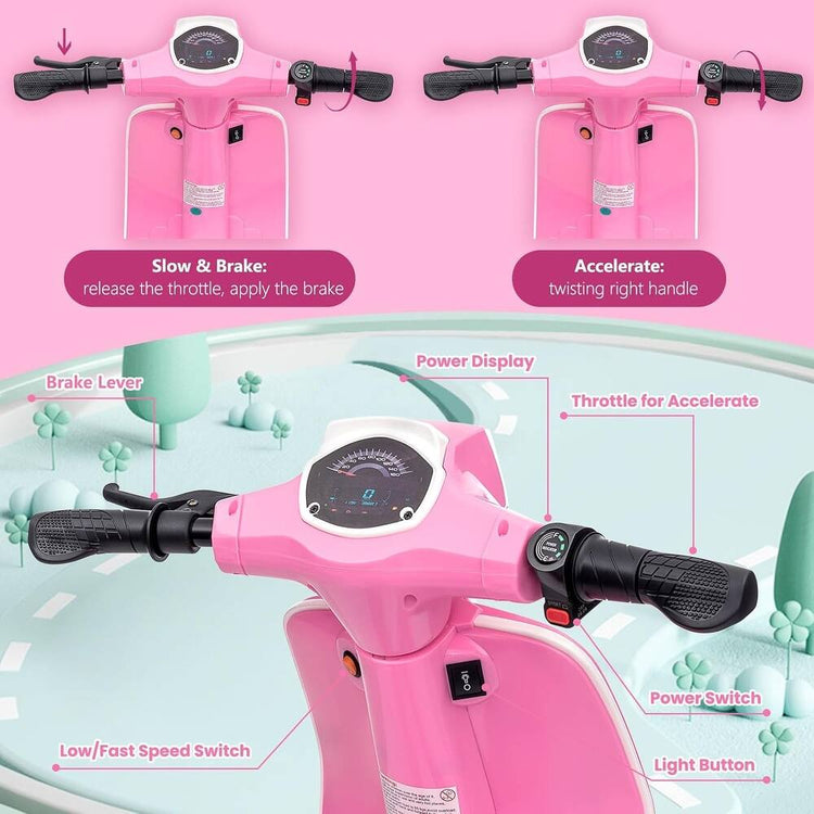 "Mini Vespa Ride in Classic Style!" Vintage Scooter – The Ultimate Stylish Ride!"(PINK)