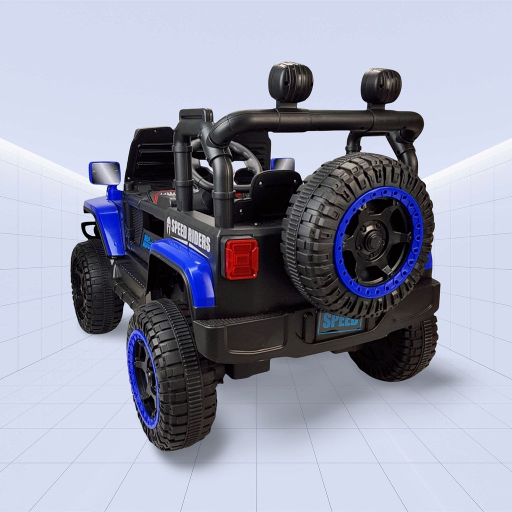 "Off-Road Beast – Kids 4x4 Jeep with Massive Wheels & LED" (BLUE)