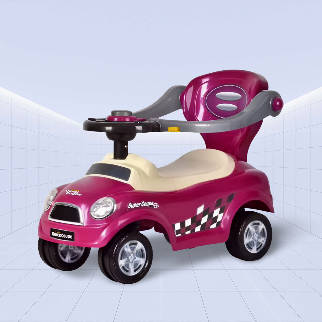 Kiddie Kart: Fun and Safe 3-in-1  Push Car With Canopy Electric Ride-On For Toddlers! (PURPLE)