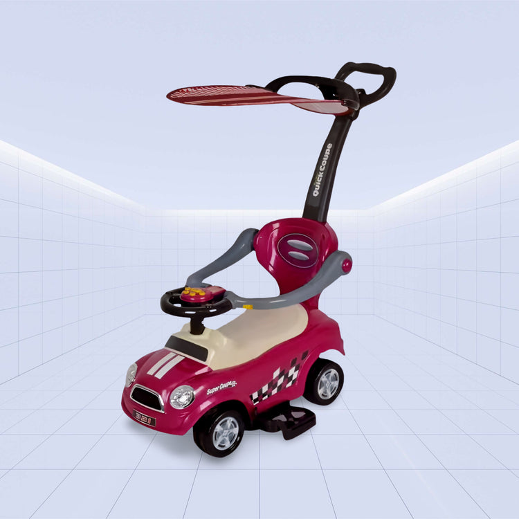 Kiddie Kart: Fun and Safe 3-in-1  Push Car With Canopy Electric Ride-On For Toddlers! (PURPLE)