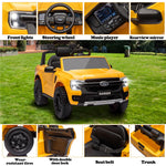 Licensed Ford Ranger Kids' Ride-On Car - 12V Battery-Powered with Leather Seat, MP3, Lights & Music (Yellow)