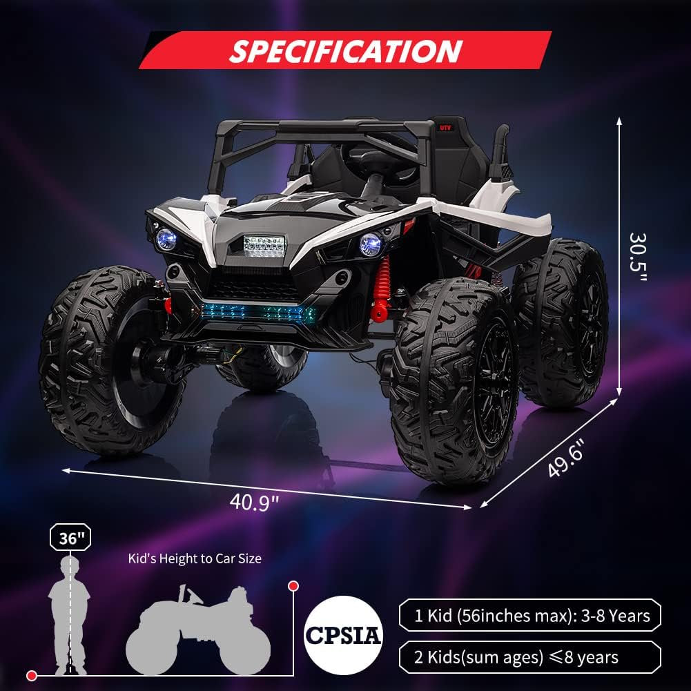 24V Electric Ride-On UTV for Kids – The Ultimate Off-Road Adventure Experience (White)