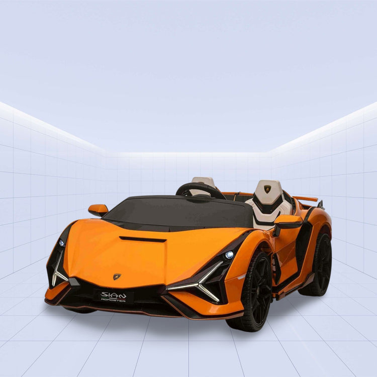 Ride in Style: 12V Lamborghini Sian 2-Seater Electric Car for Kids Ride on (ORANGE)