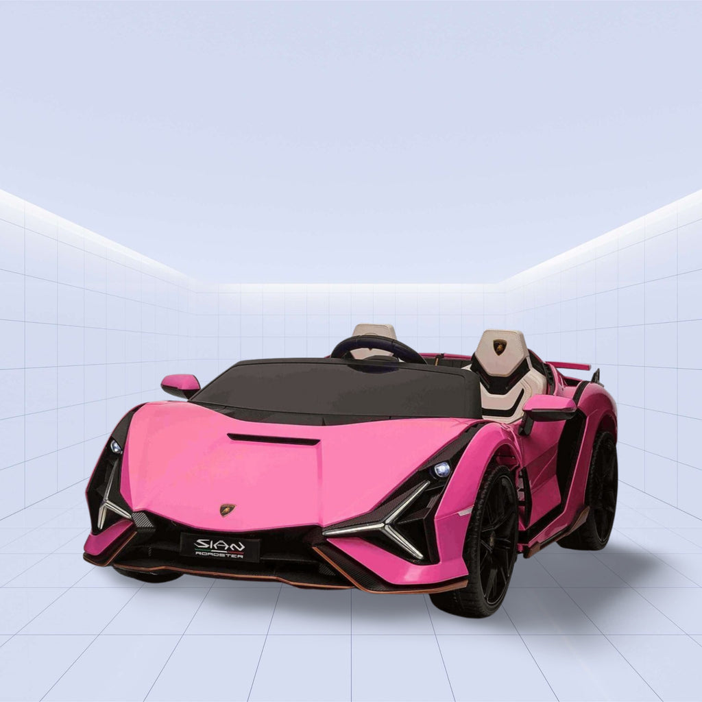 Ride in Style: 12V Lamborghini Sian 2-Seater Electric Car for Kids Ride on (PINK)